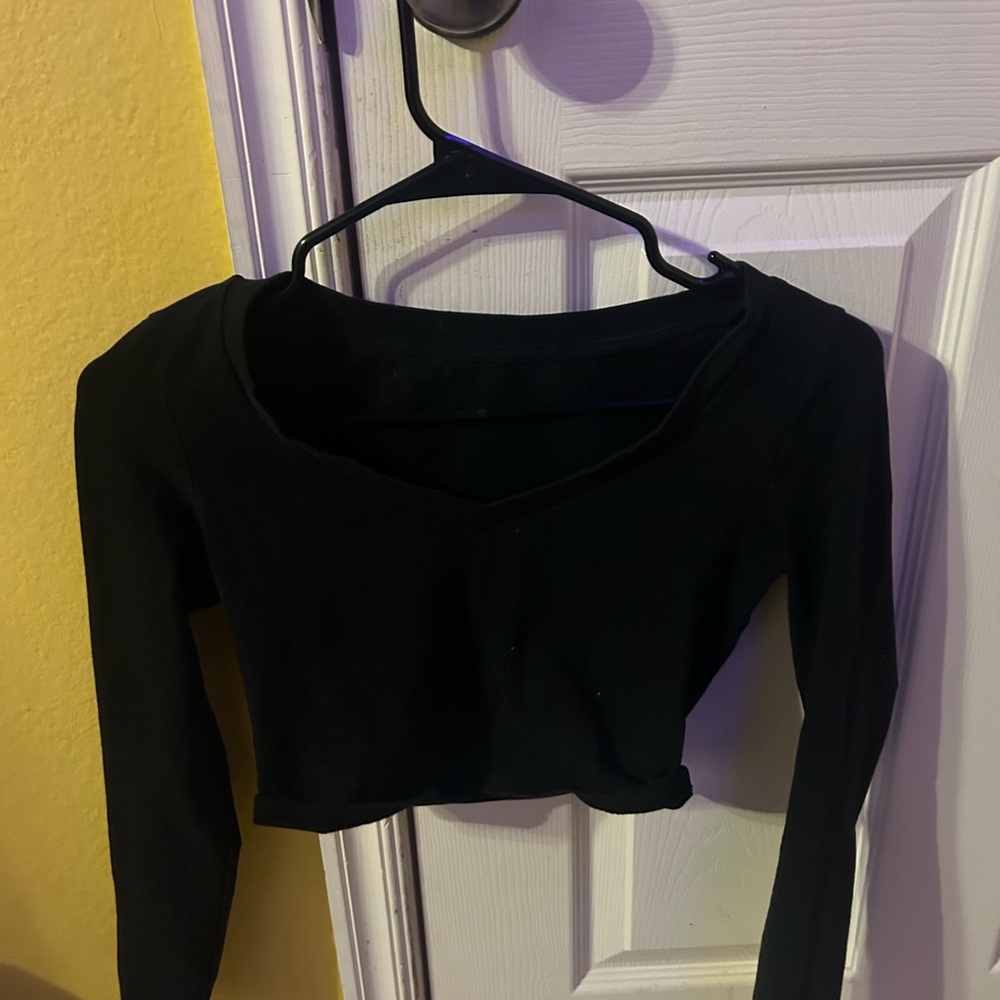 Black Fitted Bodysuit Crop Top